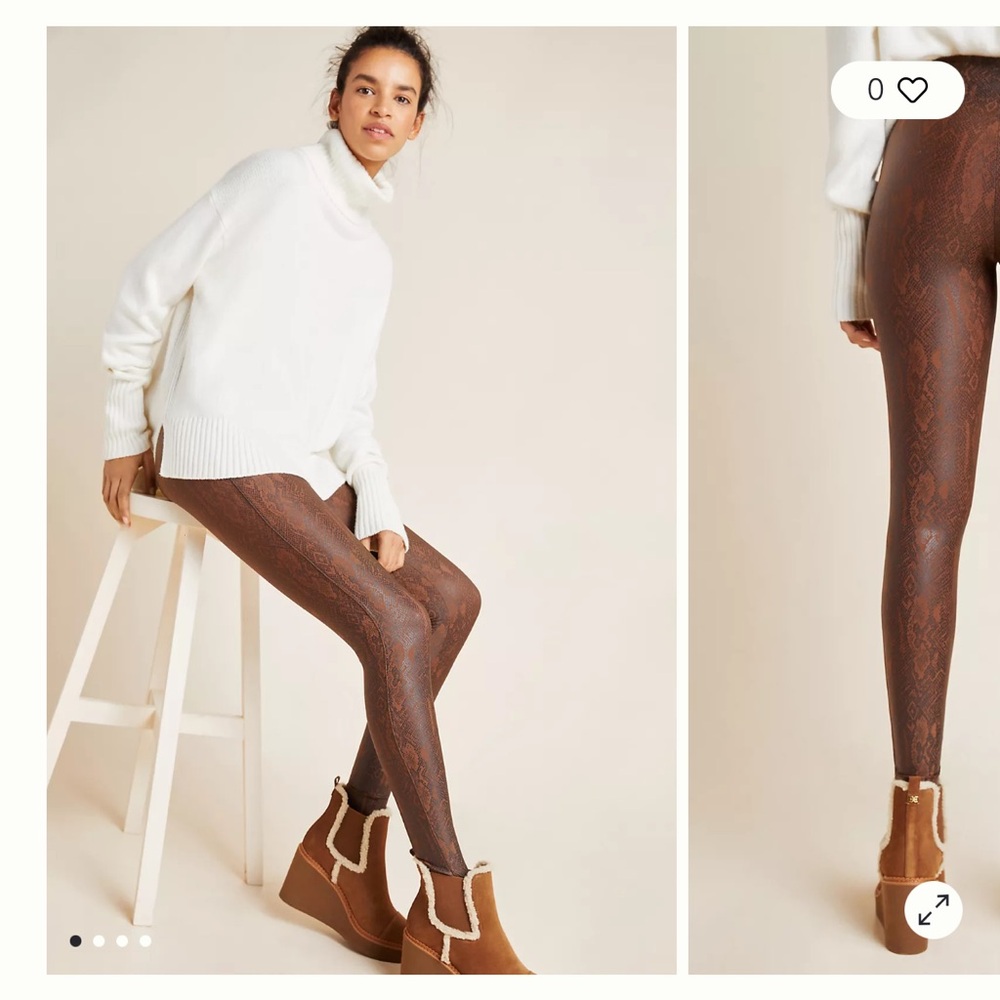 Spanx Snake-Printed Faux Leather Leggings Size: S